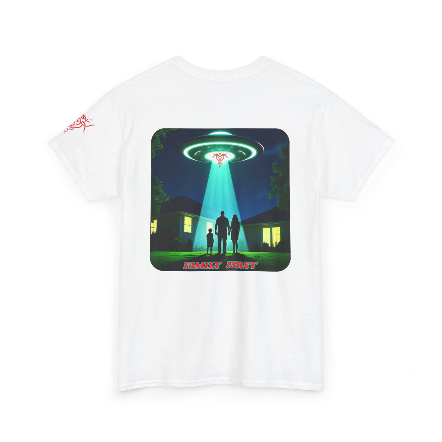 FAMILY FIRST, Retro UFO Graphic Tee - Cool T-Shirt for Sci-Fi Lovers,