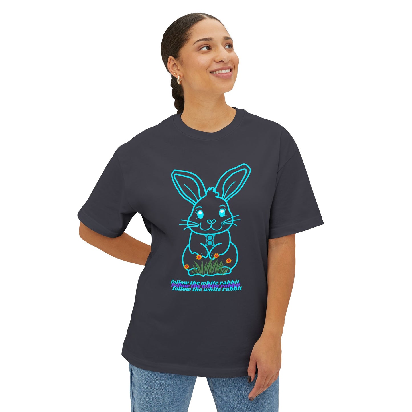 ADRENO BUNNY, Graphic Tee, Unisex Oversized Tee