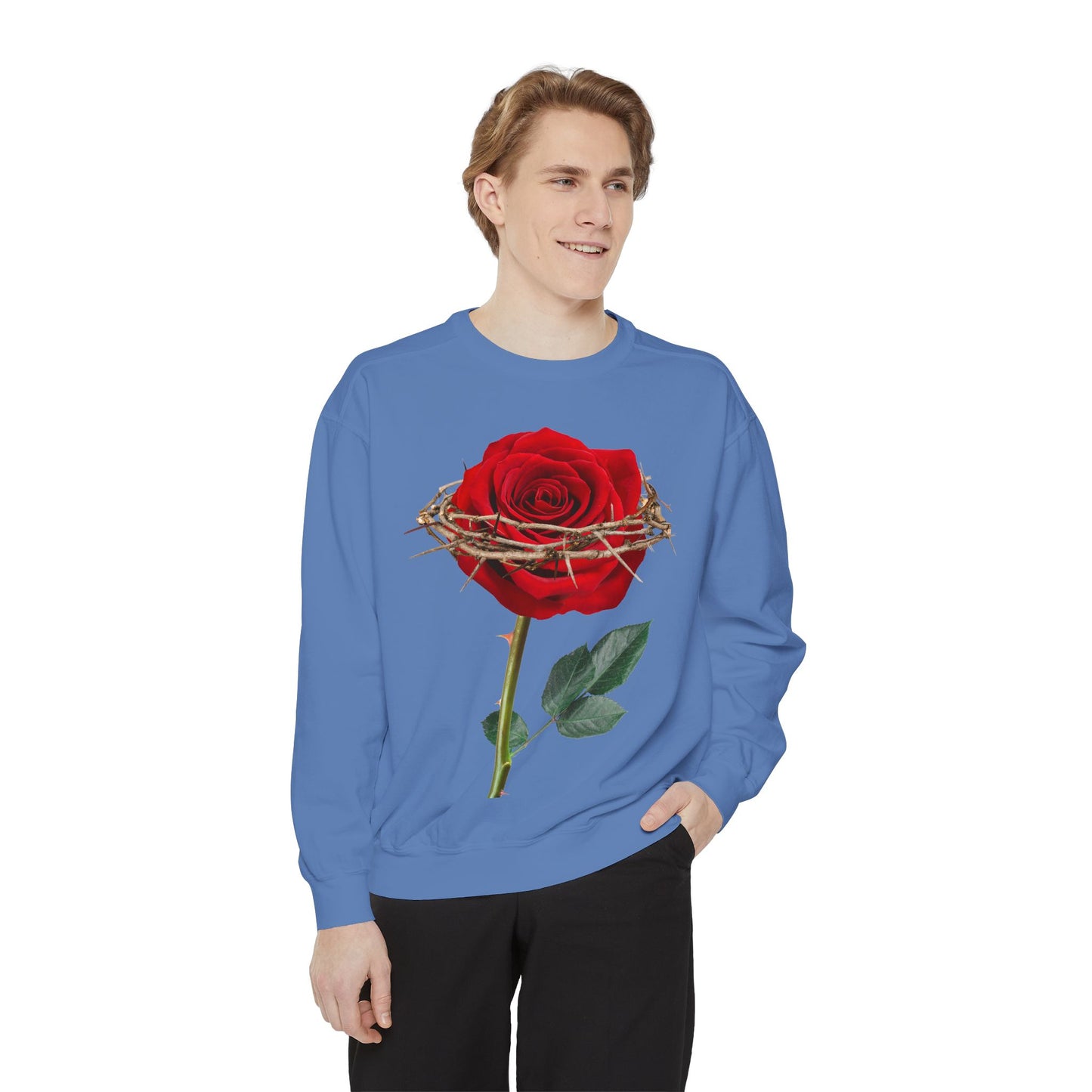 ROSE AND CROWN Sweatshirt, Vintage Floral Apparel
