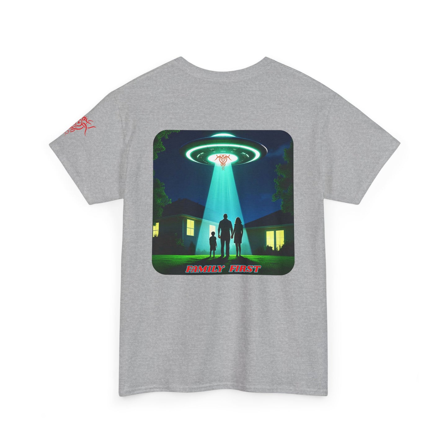 FAMILY FIRST, Retro UFO Graphic Tee - Cool T-Shirt for Sci-Fi Lovers,