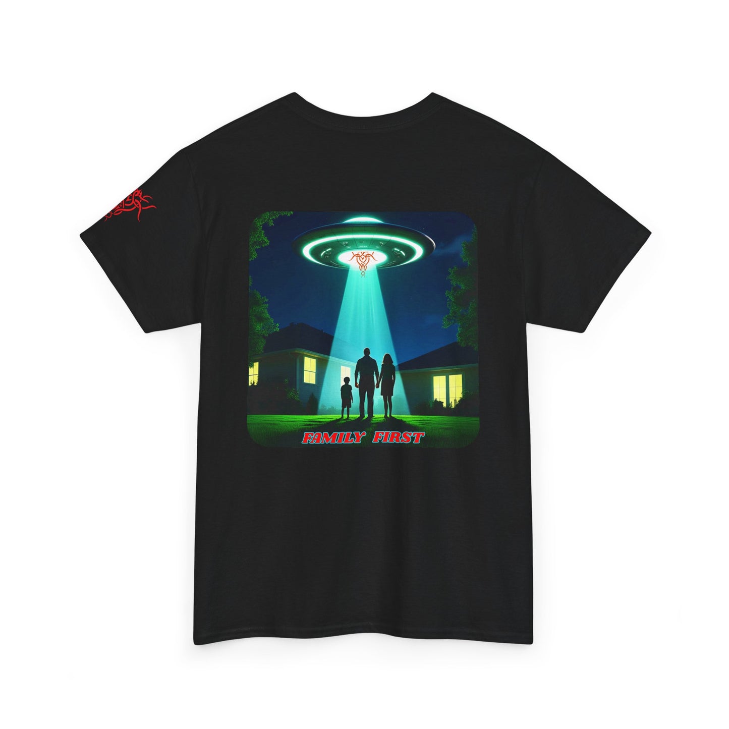 FAMILY FIRST, Retro UFO Graphic Tee - Cool T-Shirt for Sci-Fi Lovers,