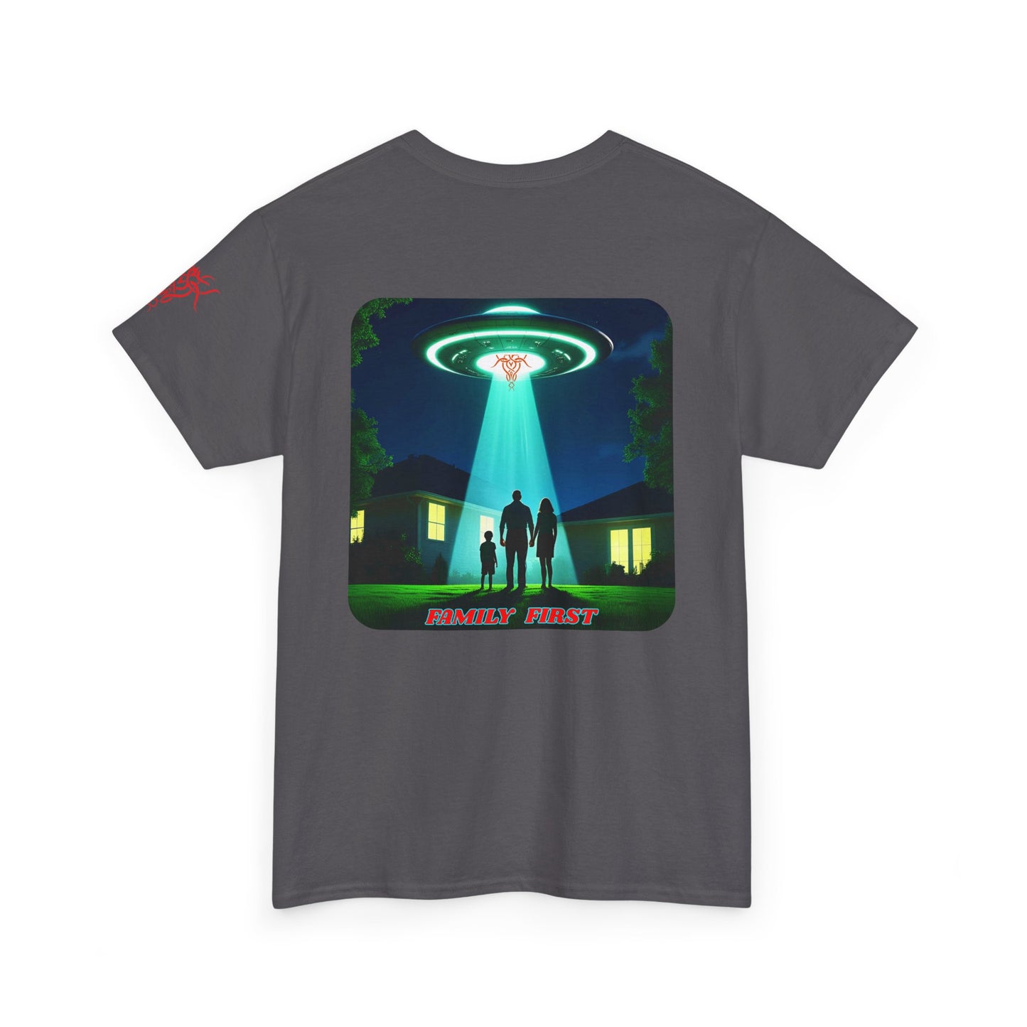 FAMILY FIRST, Retro UFO Graphic Tee - Cool T-Shirt for Sci-Fi Lovers,