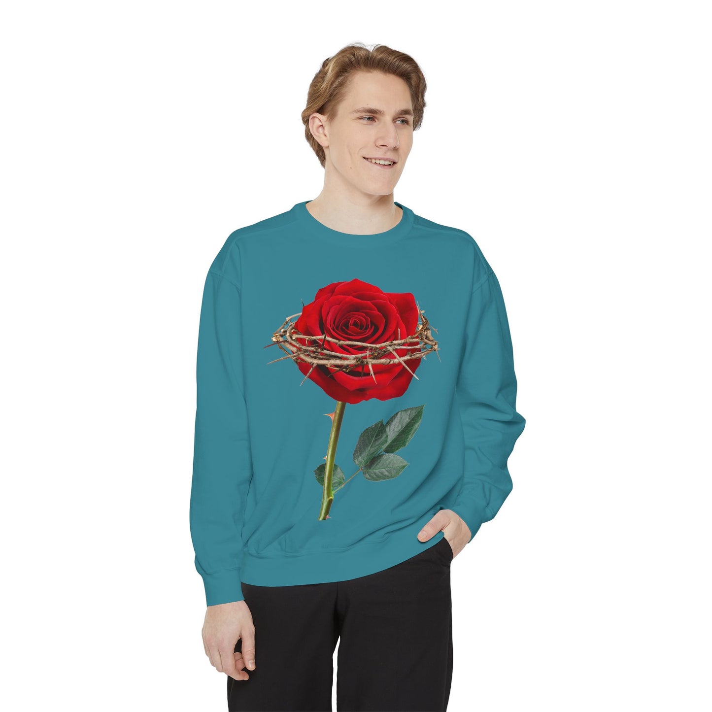 ROSE AND CROWN Sweatshirt, Vintage Floral Apparel