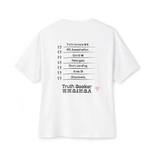 DEEP STATE, Unisex Oversized Boxy Tee - Project 8tch Designs Printify T-Shirt Project 8tch Designs