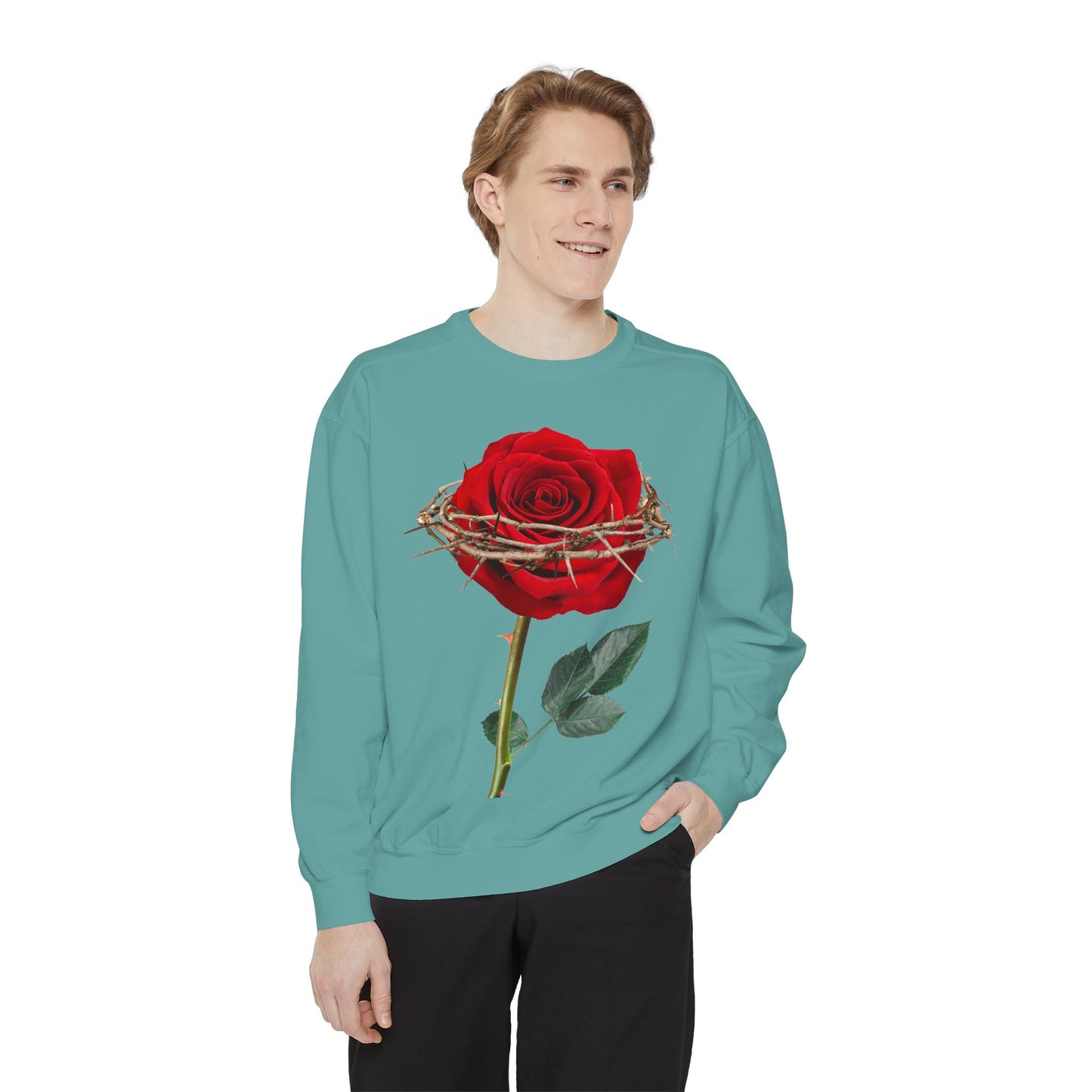 ROSE AND CROWN Sweatshirt, Vintage Floral Apparel