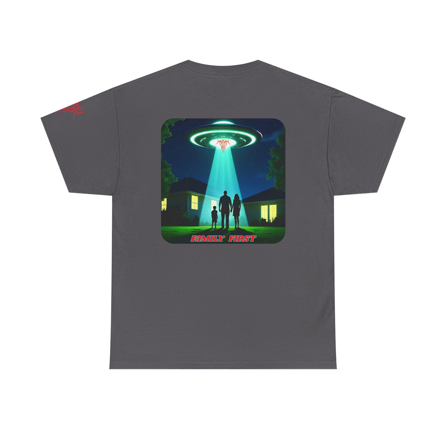 FAMILY FIRST, Retro UFO Graphic Tee - Cool T-Shirt for Sci-Fi Lovers,