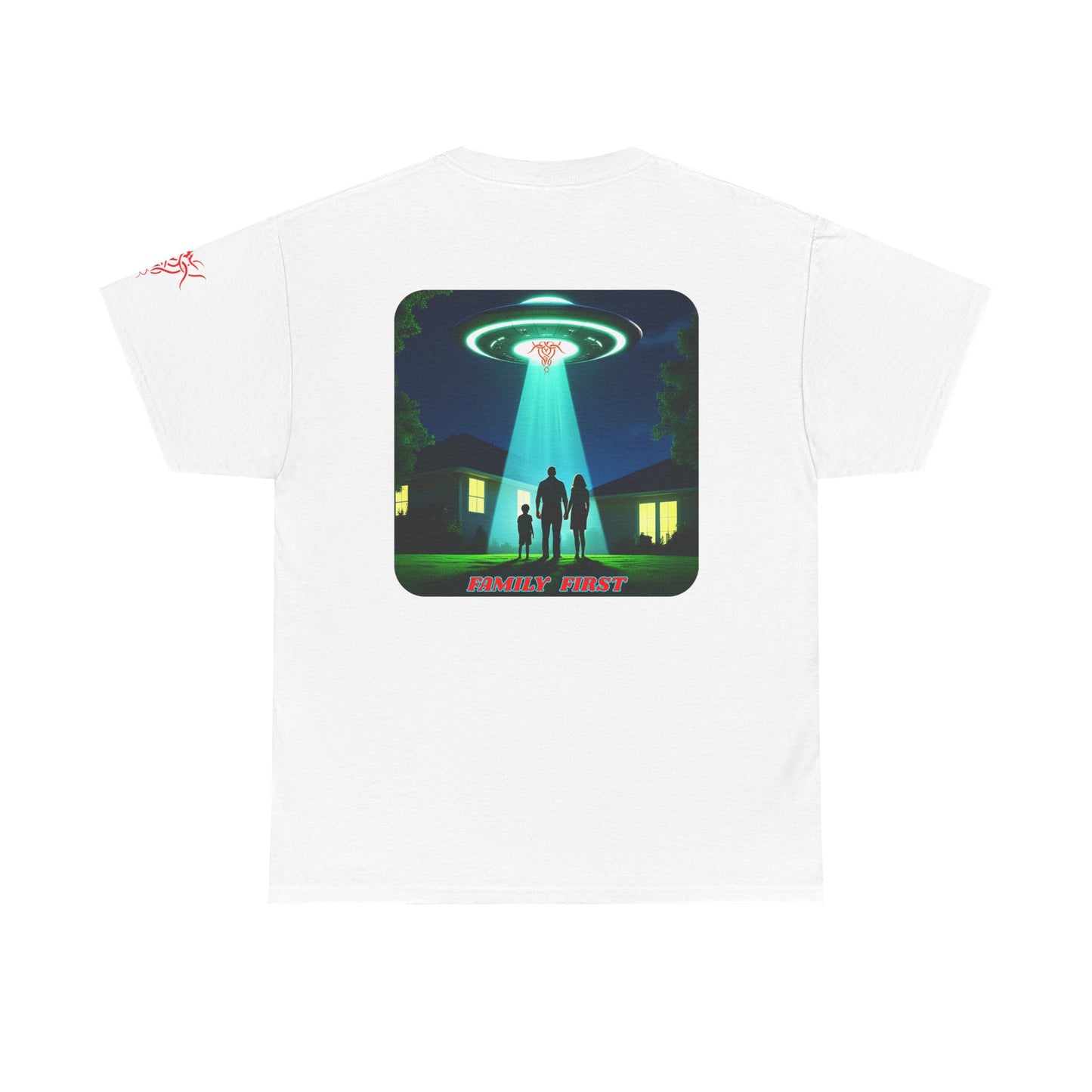FAMILY FIRST, Retro UFO Graphic Tee - Cool T-Shirt for Sci-Fi Lovers,