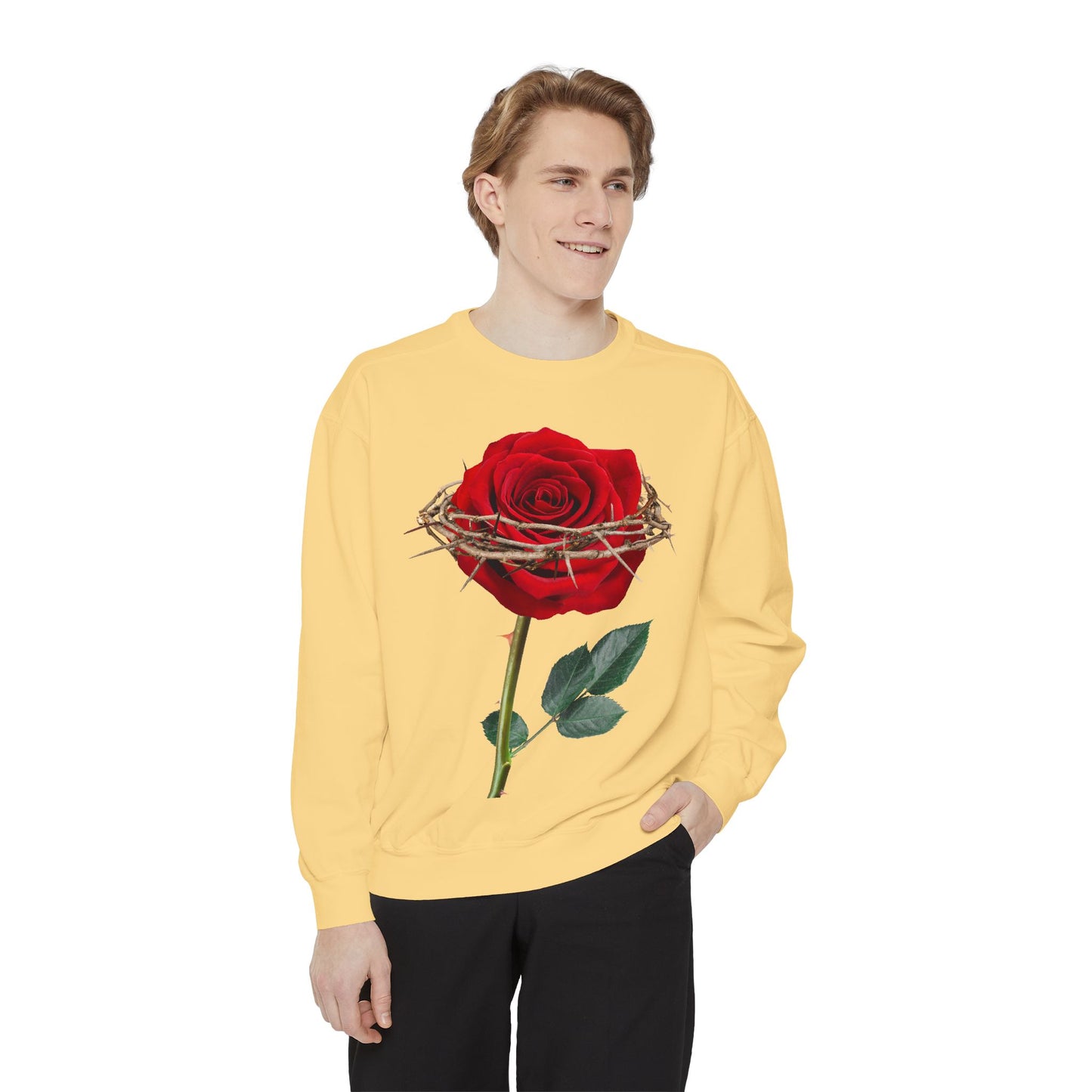 ROSE AND CROWN Sweatshirt, Vintage Floral Apparel