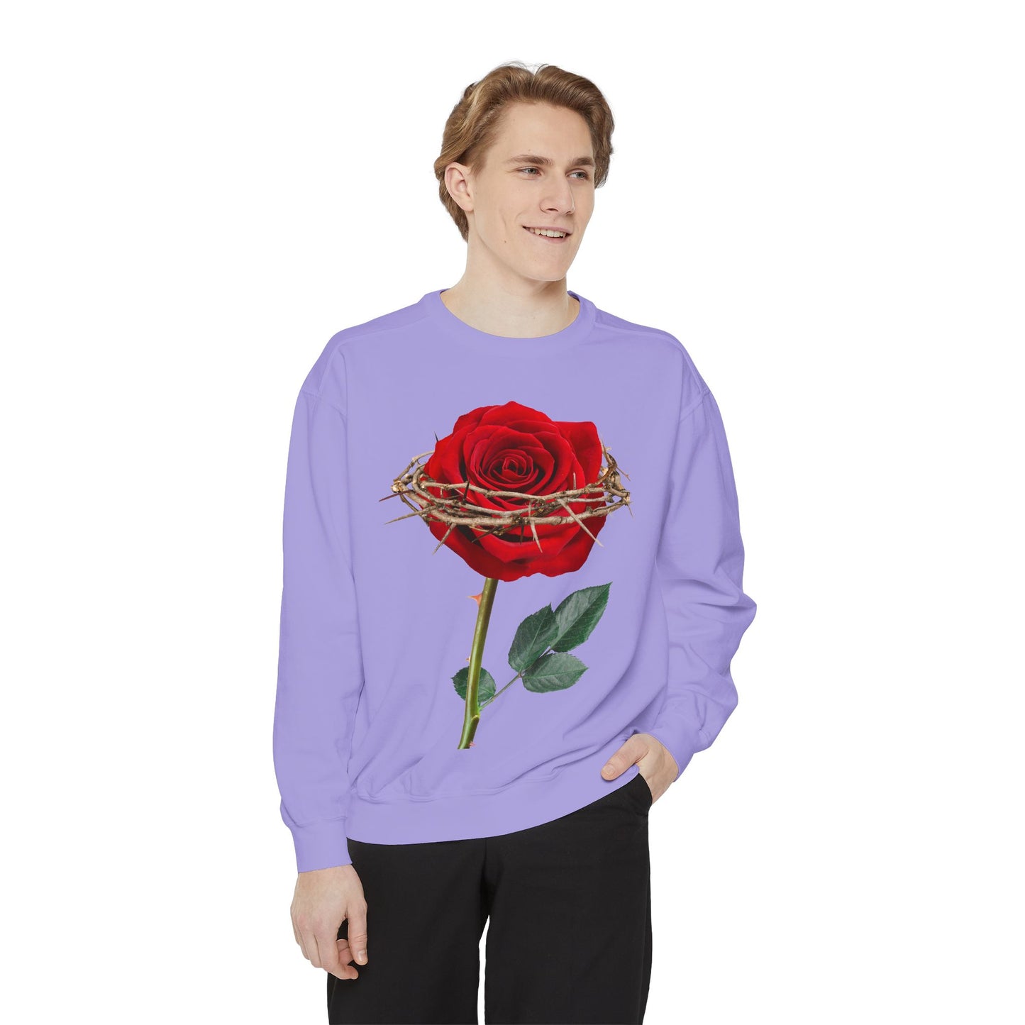 ROSE AND CROWN Sweatshirt, Vintage Floral Apparel