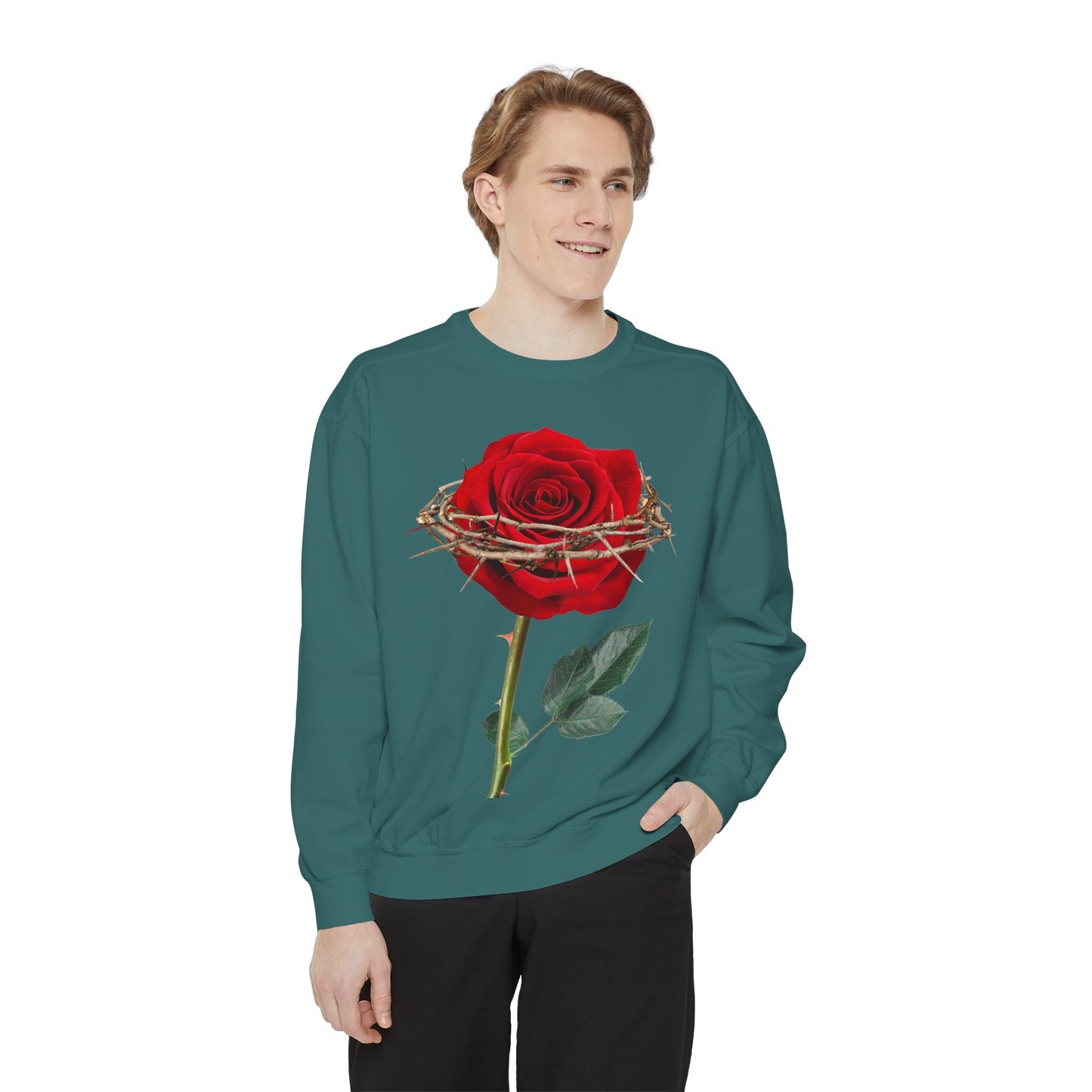 ROSE AND CROWN Sweatshirt, Vintage Floral Apparel