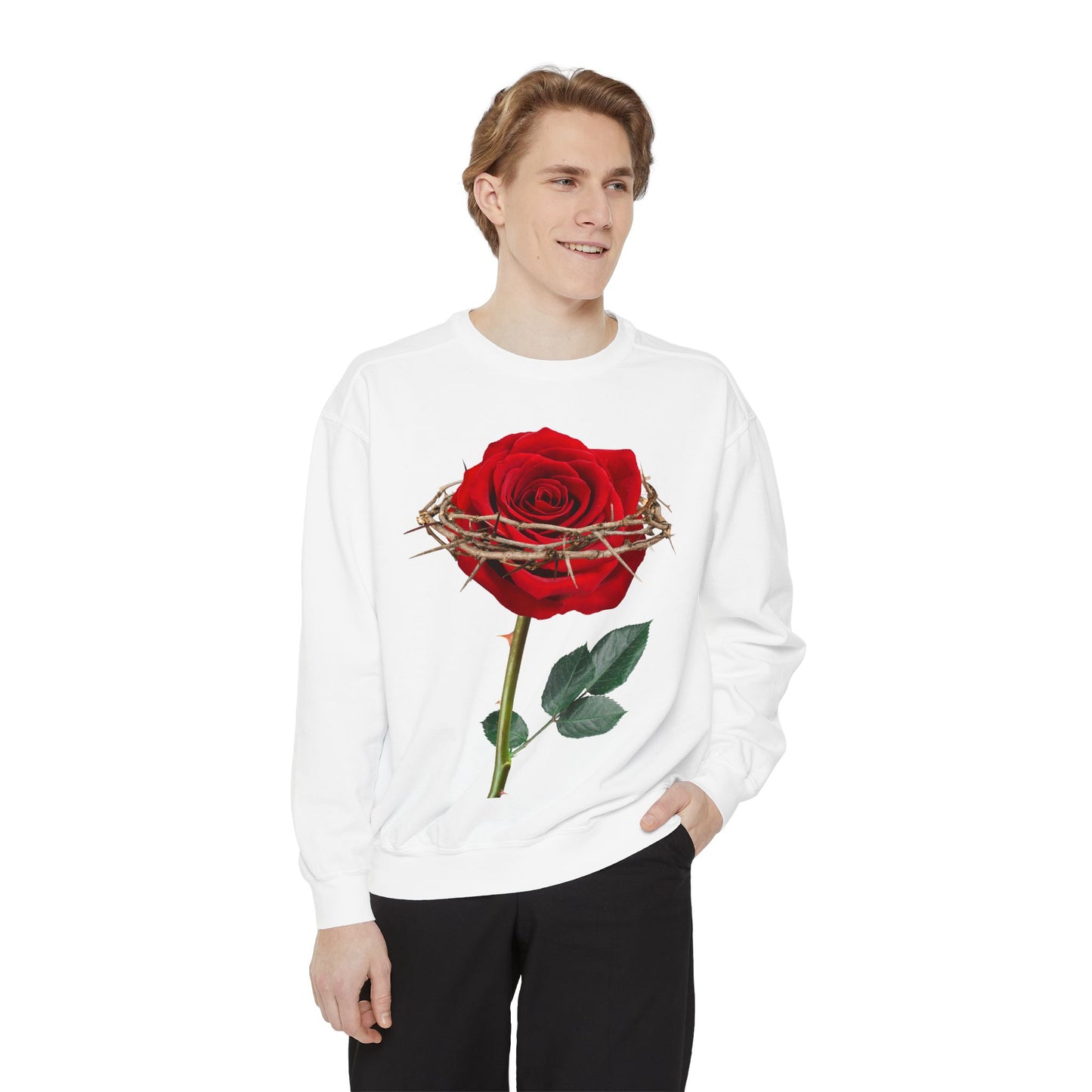 ROSE AND CROWN Sweatshirt, Vintage Floral Apparel