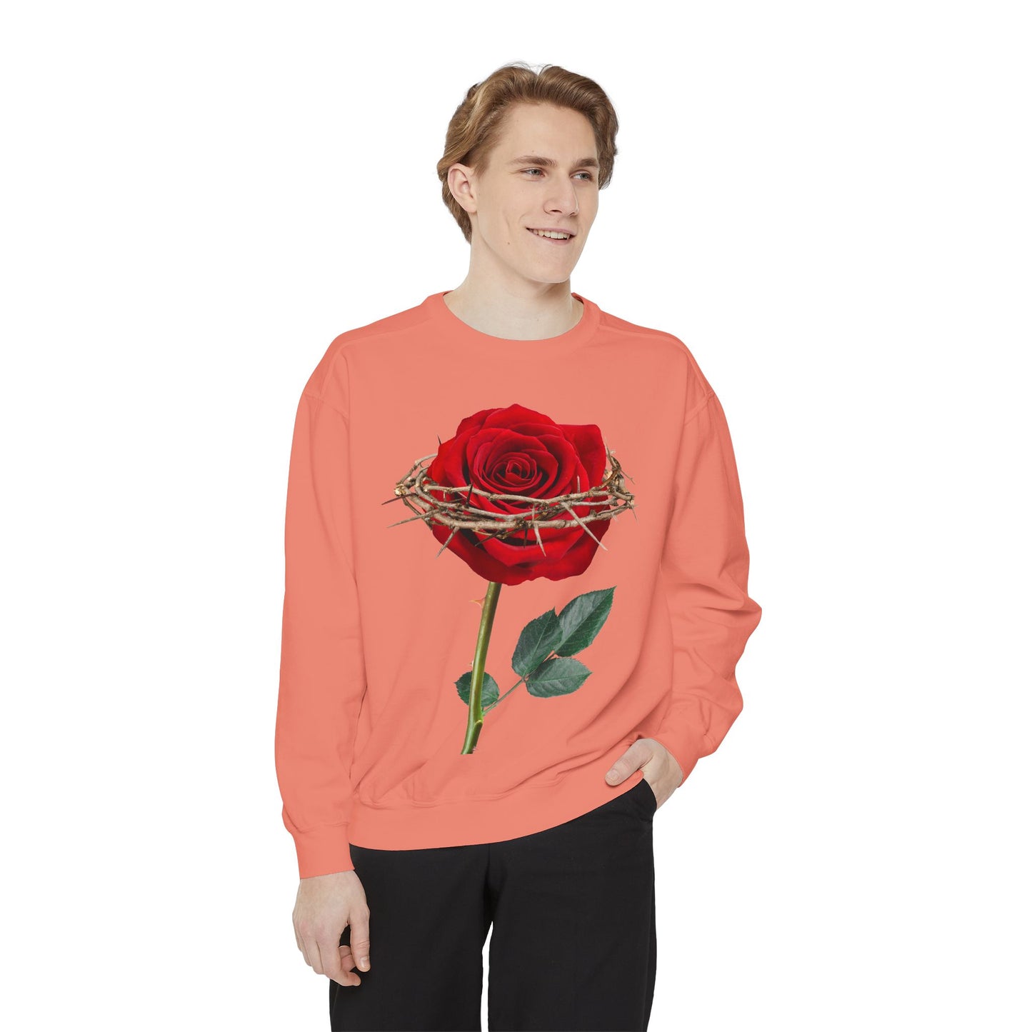 ROSE AND CROWN Sweatshirt, Vintage Floral Apparel