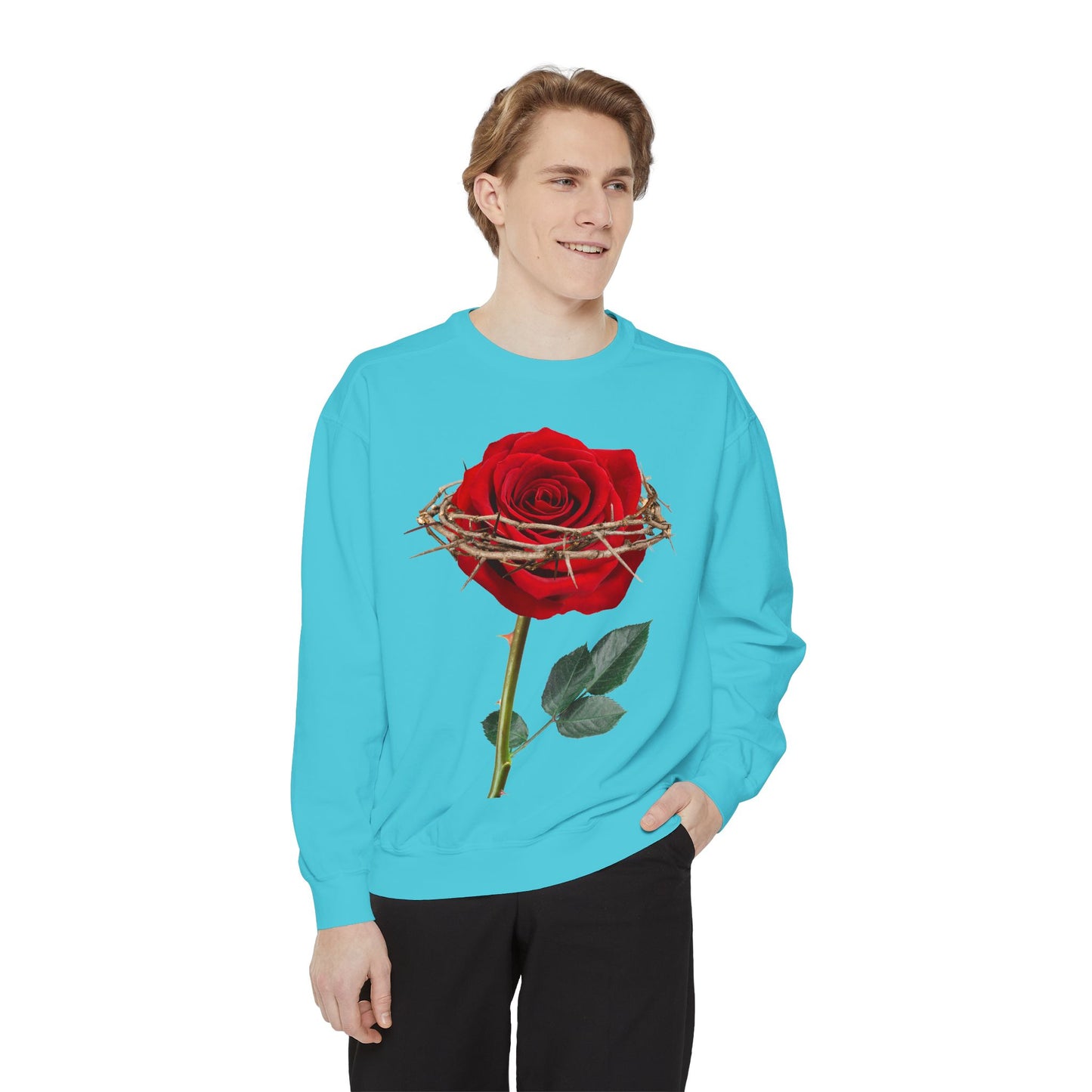 ROSE AND CROWN Sweatshirt, Vintage Floral Apparel