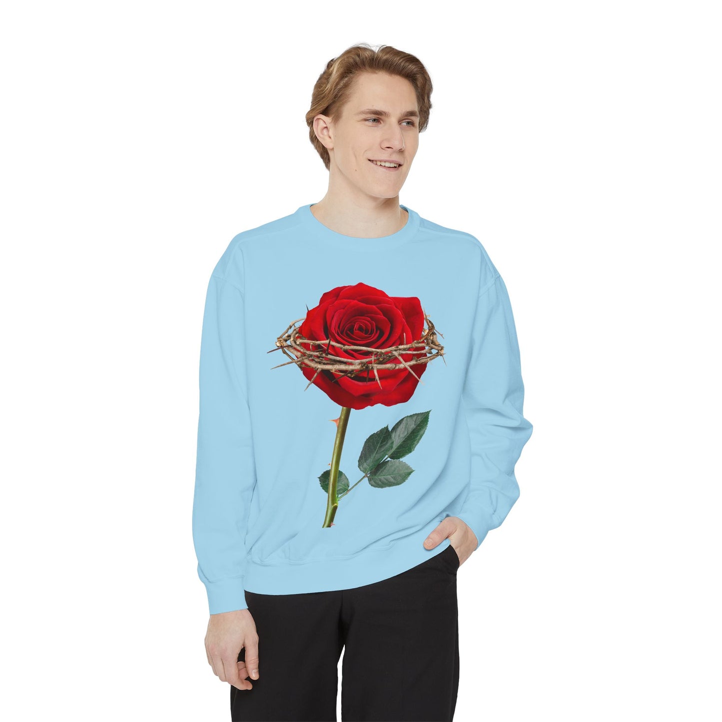 ROSE AND CROWN Sweatshirt, Vintage Floral Apparel