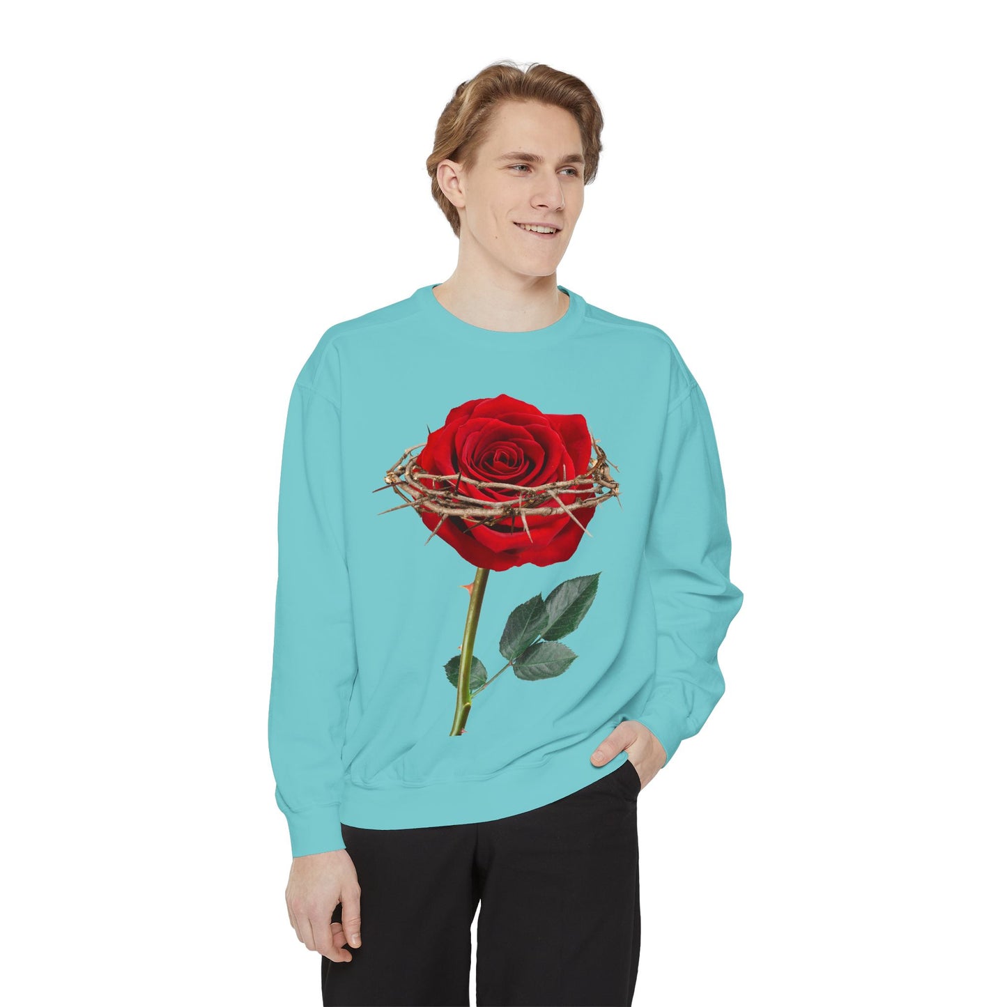ROSE AND CROWN Sweatshirt, Vintage Floral Apparel