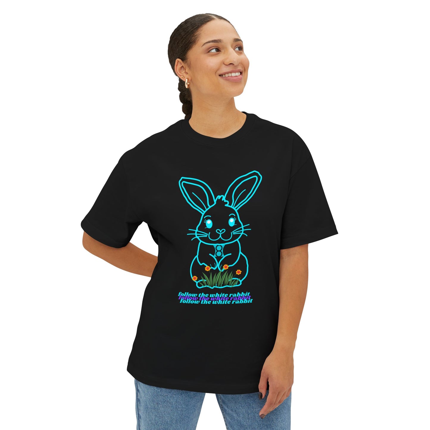 ADRENO BUNNY, Graphic Tee, Unisex Oversized Tee