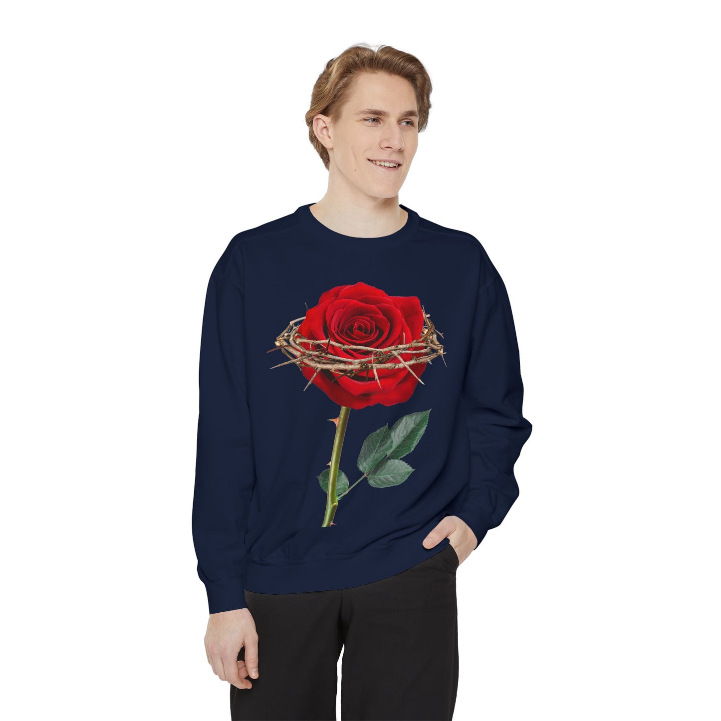 ROSE AND CROWN Sweatshirt, Vintage Floral Apparel