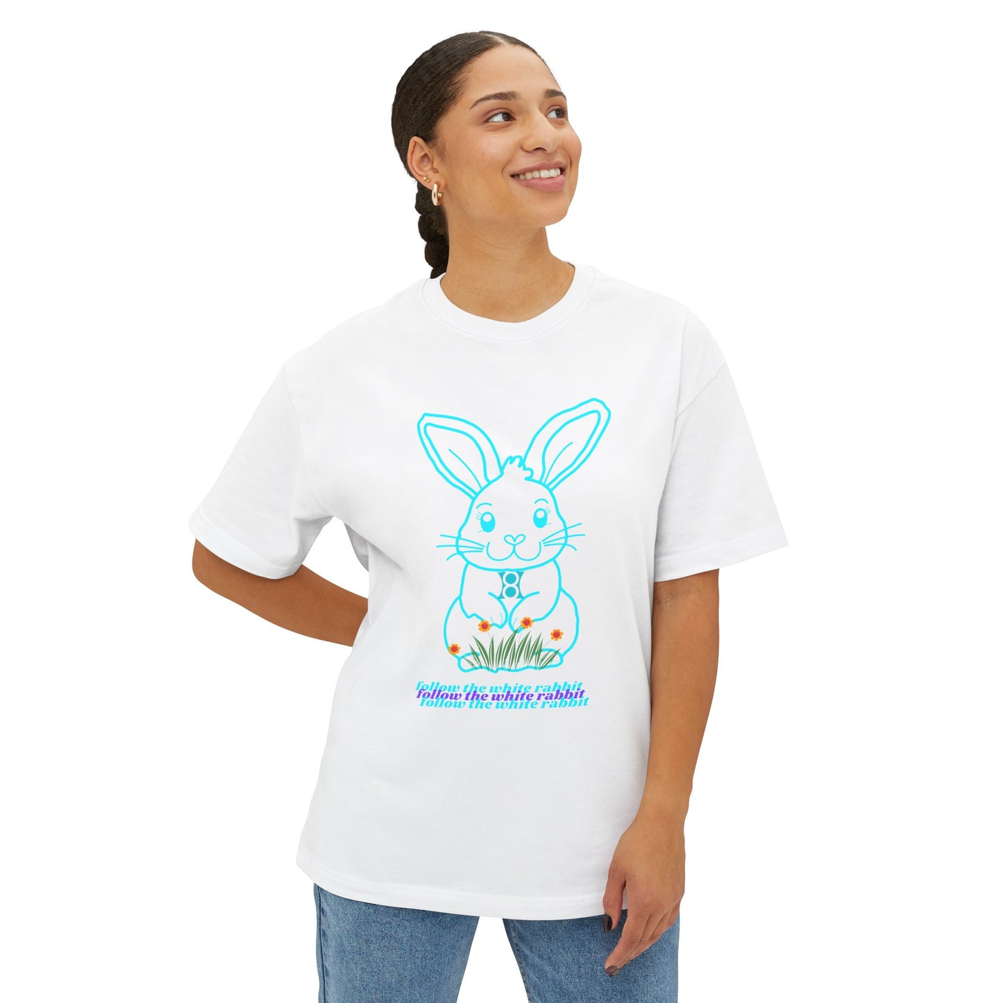 ADRENO BUNNY, Graphic Tee, Unisex Oversized Tee