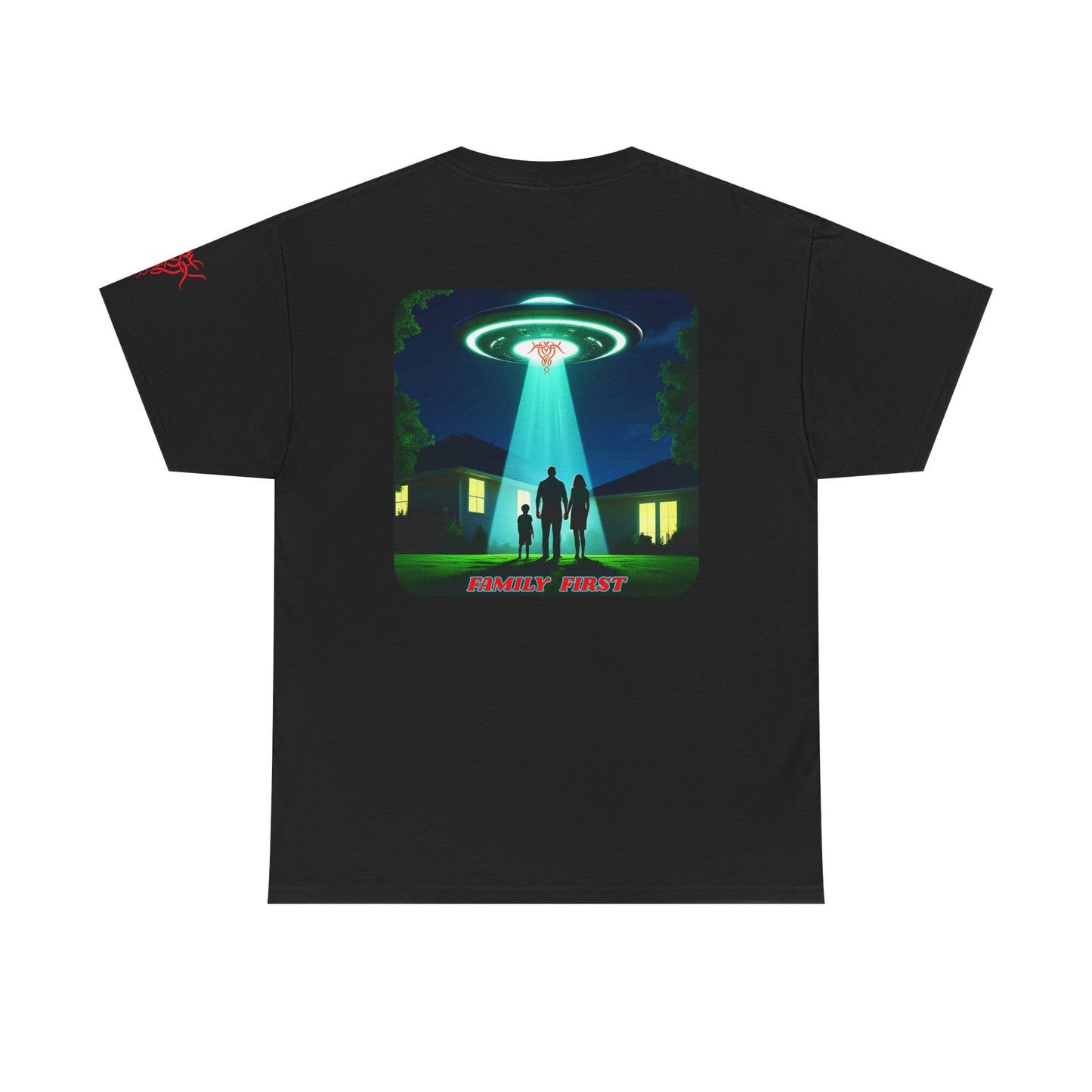 FAMILY FIRST, Retro UFO Graphic Tee - Cool T-Shirt for Sci-Fi Lovers,