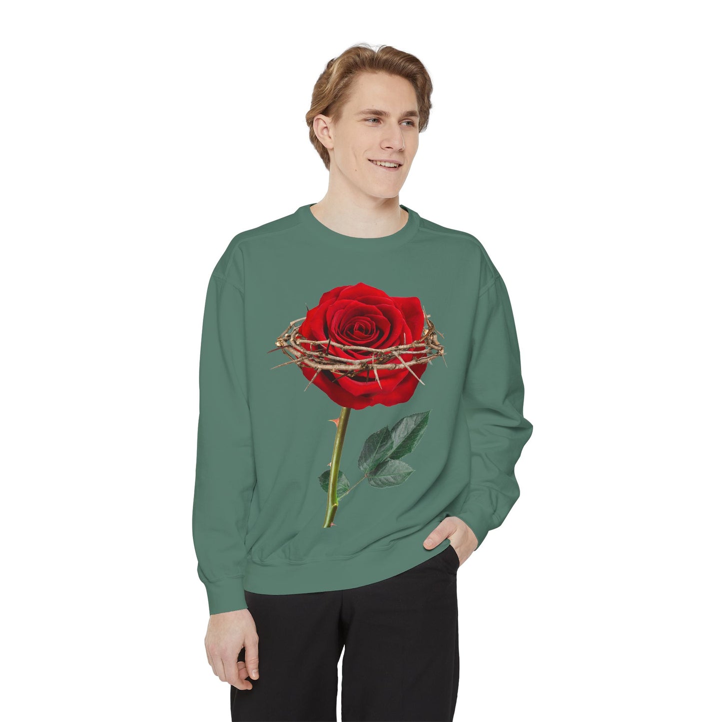 ROSE AND CROWN Sweatshirt, Vintage Floral Apparel