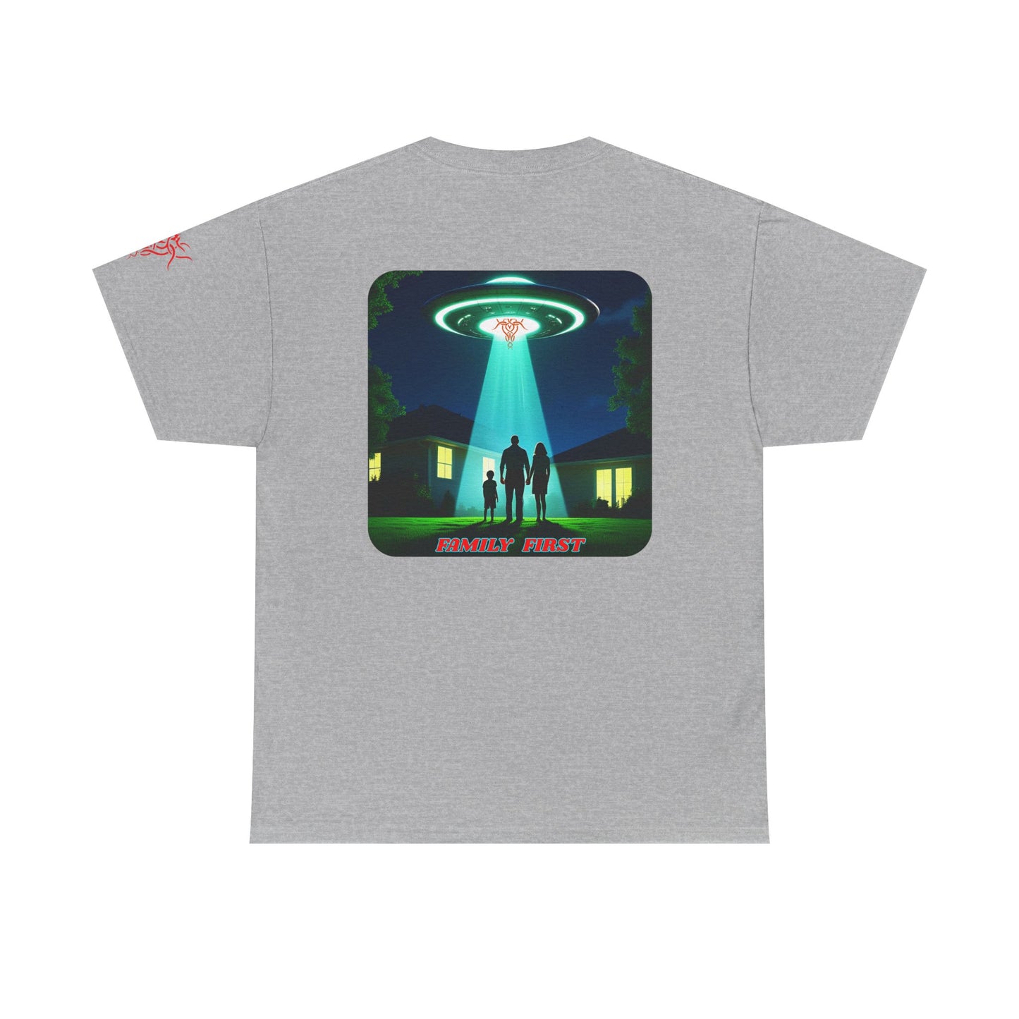 FAMILY FIRST, Retro UFO Graphic Tee - Cool T-Shirt for Sci-Fi Lovers,