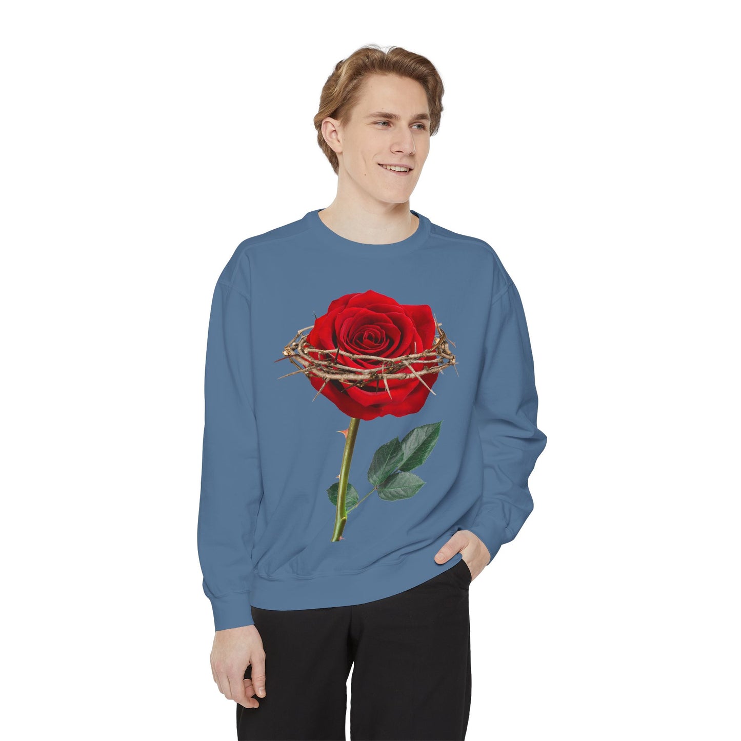 ROSE AND CROWN Sweatshirt, Vintage Floral Apparel